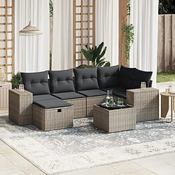 Maison Chic Salon de jardin avec coussins 7 pcs, Ensemble Tables et chaises de jardin, gris résine tressée -GKD549984