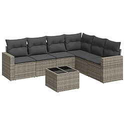 Maison Chic Salon de jardin avec coussins 7 pcs | Ensemble de Table et chaises | Mobilier d'Extérieur gris résine tressée -GKD40343