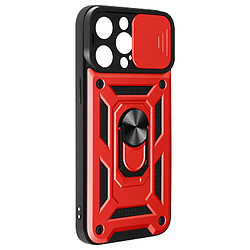 Avizar Coque Antichoc pour iPhone 15 Pro Max Cache Caméra Coulissant Bague rouge