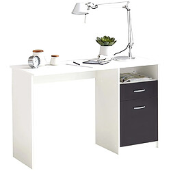 FMD Bureau avec 1 tiroir 123 x 50 x 76,5 cm Blanc et noir