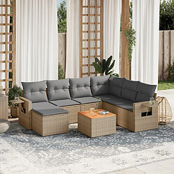 Maison Chic Ensemble à manger d'extérieur 8 pcs avec coussins,Salon de jardin,Mobilier de jardin mélange beige résine tressée -GKD554046