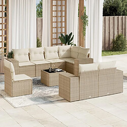 Maison Chic Salon de jardin avec coussins 9 pcs | Ensemble de Table et chaises | Mobilier d'Extérieur beige résine tressée -GKD34870