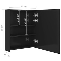 vidaXL Armoire de salle de bain à miroir LED noir brillant 50x14x60 cm pas cher