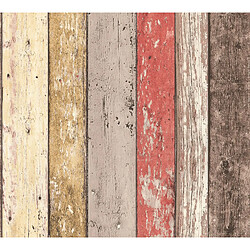 As Creation A.S. Création papier peint imitation bois marron, rouge et beige