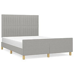 Maison Chic Lit adulte - Cadre Structure de lit avec tête de lit Contemporain Gris clair 140x190 cm Tissu -MN55902