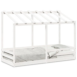 Vidaxl Lit pour enfants avec toit blanc 90x190 cm bois massif de pin