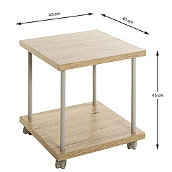 Pegane Table de desserte en bois coloris chêne clair et métal coloris gris -longueur 40 x profondeur 40 x hauteur 45 cm