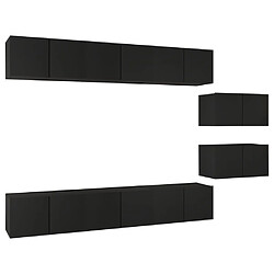 Maison Chic Meubles TV 8 pcs | Banc TV Moderne pour salon | Meuble de Rangement Noir Aggloméré -MN93410