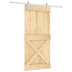 vidaXL Porte coulissante et kit de quincaillerie 95x210 cm pin massif