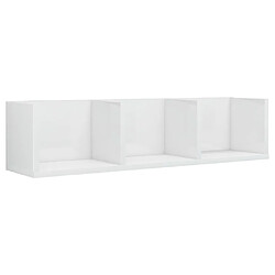 Maison Chic Étagère murale flottante,Etagère de rangement à CD Blanc brillant 75x18x18 cm Aggloméré -MN26606