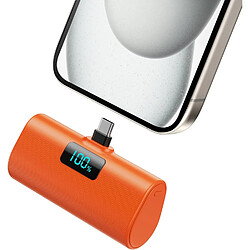 SANAG Batterie Externe Pour Iphone 16/15 Series, 5200Mah Usb C Power Bank À Charge Rapide Ultra-Compact Et Léger Batterie Portable Écran Lcd Chargeur Portable Pour Iphone 16/15/15Plus/15Pro Samsung-Orange