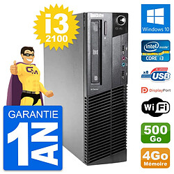 PC Lenovo ThinkCentre M81 SFF Intel i3-2100 RAM 4Go Disque 500Go Windows 10 Wifi - Occasion