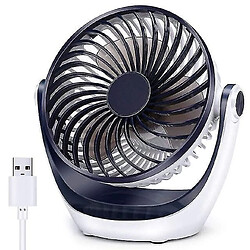 Ventilateur De Bureau Petit Ventilateur De Table Avec Flux D'Air Puissant Ventilateur Portable Ultra Silencieux Tête Réglable En Vitesse Mini Ventilateur Personnel Rotatif 360 Pour