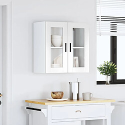 Avis vidaXL Armoire murale cuisine avec porte en verre Porto blanc brillant