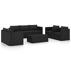 vidaXL Salon de jardin 9 pcs avec coussins Résine tressée Noir