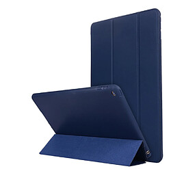 Coque en silicone + PU triple pli avec support bleu foncé pour votre Apple iPad Mini (2019) 7.9 pouces