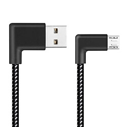 Wewoo Câble noir pour Samsung / Huawei / Xiaomi / Meizu / LG / HTC 20cm 2A USB à Micro USB Weave Style Double Coude de Recharge de Données de Synchronisation,