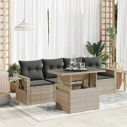 vidaXL Salon de jardin 5 pcs avec coussins gris clair résine tressée