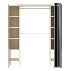 Avis Pegane Armoire dressing extensible en panneau de particules coloris chêne naturel - Longueur 110-160 x Profondeur 50 x Hauteur 205 cm