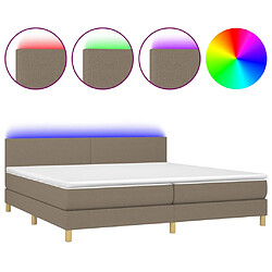 vidaXL Sommier à lattes de lit et matelas et LED Taupe 200x200cm Tissu