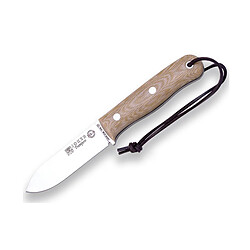 Couteau trappeur Joker CM113 avec mango Micarta Canvas Brown et lame en acier de 10,5 cm Sandvik 14c28n, 185 grammes, comprend un étui en cuir + carte cadeau multifonctionnelle.