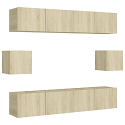 Maison Chic Ensemble de meubles TV 6 pcs | Banc TV Moderne pour salon | Meuble de Rangement - Chêne sonoma Aggloméré -MN89358