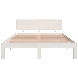 Avis vidaXL Cadre de lit sans matelas blanc 135x190 cm