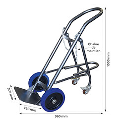 Acheter Diable porte 1 bouteille SAC120-RG avec béquille escamotable 120kg roues gonflables Stockman