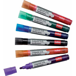 Set de marqueurs pour tableau blanc 6 pc(s)/emb. nobo Liquid Ink Boardmarker 1901419 noir, rouge, vert, bleu, orange, violet 6 pc(s)