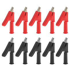 5Pairs Noir + Rouge Alligator Isolé Clip Plug Connecteur Banana Empilable