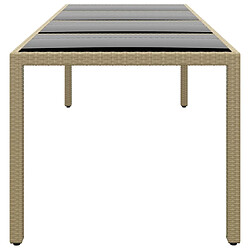 Avis Maison Chic Table de jardin | Table d'extérieur avec dessus en verre beige résine tressée -GKD26948