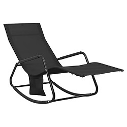 Helloshop26 Transat chaise longue bain de soleil lit de jardin terrasse meuble d'extérieur acier et textilène noir 02_0012246