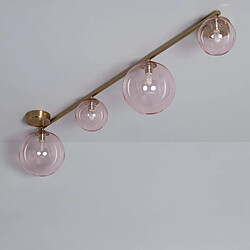 Ledkia Plafonnier Métal et Verre Moonlight Brass 4 Spots Rose