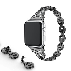 Avis Wewoo Bracelet de montre VO en forme de 8 acier inoxydable massif serti de diamants pour Apple Watch séries 3 et 2 et 1 38 mm noir