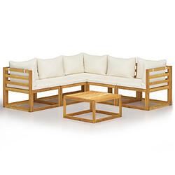 Maison Chic Salon de jardin 6 pcs - Table et chaises d'extérieur - Mobilier/Meubles de jardin Moderne avec coussin Crème Bois d'acacia solide -MN89752