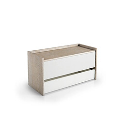 Alter Meuble d'entrÃ©e moderne avec Ã©tagÃ¨re Ã chaussures, 100% Made in Italy, Coffre avec deux conteneurs, cm 90x40h46, Couleur blanc et chÃªne