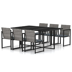 Maison Chic Salon de jardin 7 pcs + coussins - Mobilier/Meubles de jardin - Table et chaises d'extérieur Résine tressée Gris -MN83011