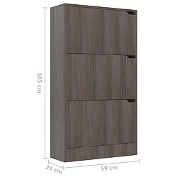 vidaXL Armoire à chaussures 3 portes Chêne sonoma gris Bois ingénierie pas cher