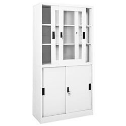 Acheter vidaXL Armoire de bureau et porte coulissante Blanc 90x40x180 cm Acier