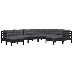 Avis Maison Chic Salon de jardin 9 pcs + coussins - Mobilier/Meubles de jardin - Table et chaises d'extérieur Noir Bois de pin solide -MN32026