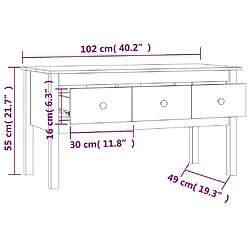 vidaXL Table basse Gris 102x49x55 cm Bois massif de pin pas cher