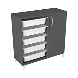 Helloshop26 Meuble de rangement à porte et 5 bacs 78,5 x 77 x 30 cm anthracite / blanc 03_0006857