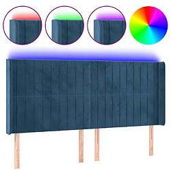 vidaXL Tête de lit à LED Bleu foncé 203x16x118/128 cm Velours