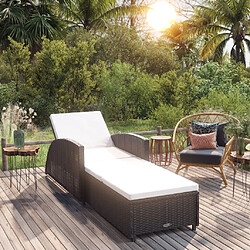 Maison Chic Chaise longue avec coussin | Bain de soleil Relax | Transat blanc crème Résine tressée Noir -GKD37374