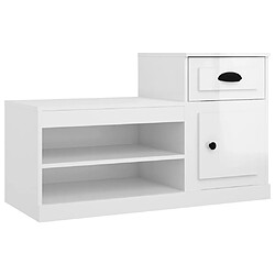 Maison Chic Armoire à chaussure,Meuble à Chaussures blanc brillant 100x42x60 cm bois ingénierie -MN16149