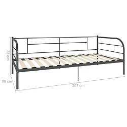 vidaXL Cadre de lit de repos sans matelas gris métal 90x200 cm pas cher