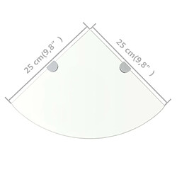 vidaXL Étagères d'angle 2 pcs et supports Verre Transparent 25x25 cm pas cher