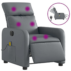 vidaXL Fauteuil de massage inclinable électrique gris similicuir