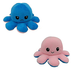 Universal Poupée en peluche flip, jouet réversible analogique doux (bleu foncé/rose).