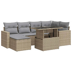 vidaXL Salon de jardin avec coussins 7 pcs beige résine tressée